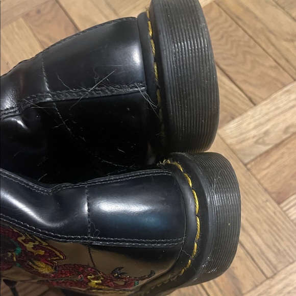 Dr. Martens Black Boots  Red and Green Dragon Embroidery size men’s 8 worn rare main image 8